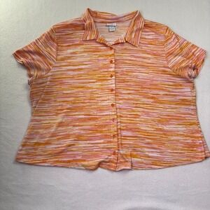 Rue 21 Plus Size 4X‎ Top Y2K Bright Colors Button Down Collared Short Sleeve